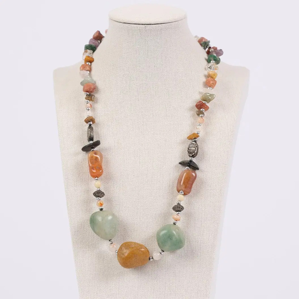 225825 | Sacred Threads Earthy Boho Stone Necklace | One Size